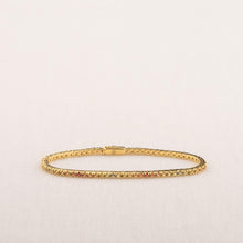 Cargar imagen en el visor de la galería, Pulsera rivière de plata con zafiros para mujer